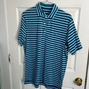 Vineyard Vines Performance Blue Striped Polo Medium